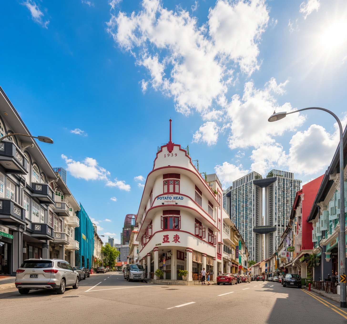 Historic shophouses along Keong Saik Road near the Maxwell and Chinatown area of Singapore.